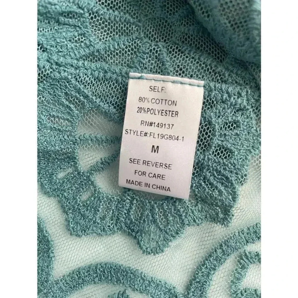 Women's Favlux Turquoise Lace Kimono Cardigan Duster Size M‎ GUC! 0155 - Picture 11 of 12